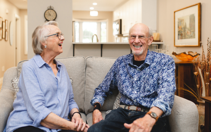 Residents smiling at each other