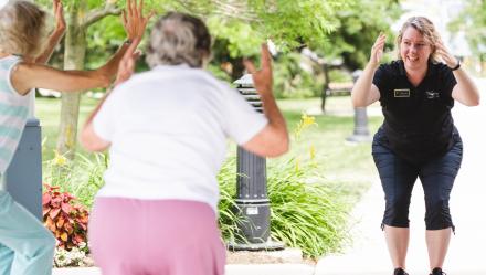 two women working out with Kinesologist Nancy