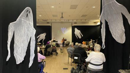 Image of hall with Halloween celebrations at Luther Village on the Park.