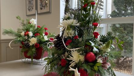 Image of festive floral arrangements. 