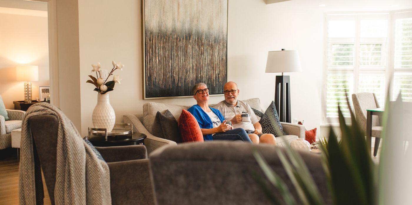 Image of two residents enjoying tea in their Life Lease Suite.